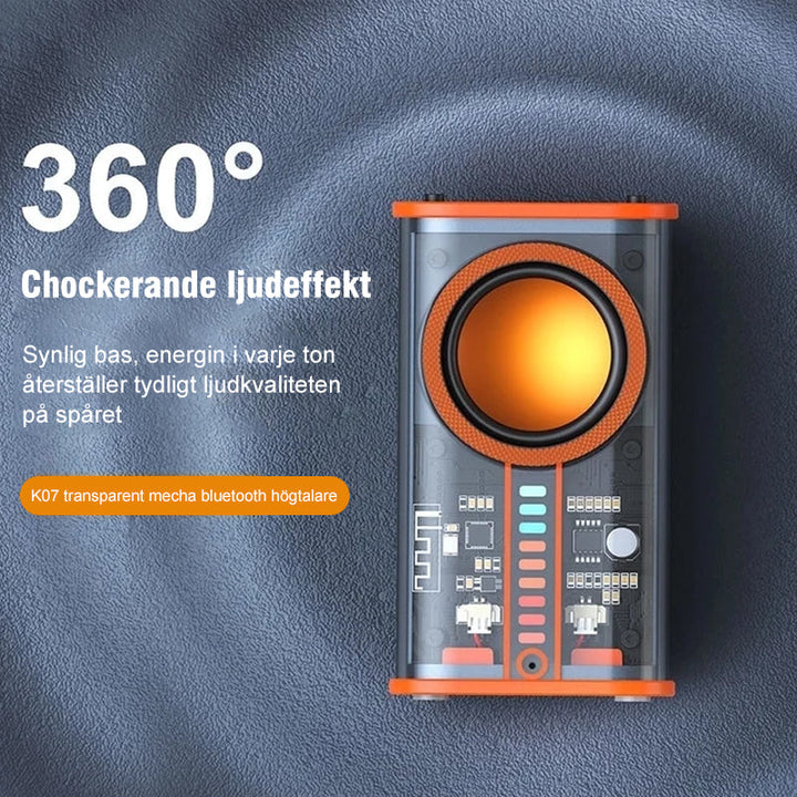 Trådlös Bluetooth-högtalare med LED-ljus, transparent akryl, färgrik ljusshow. Perfekt för alla tillfällen.