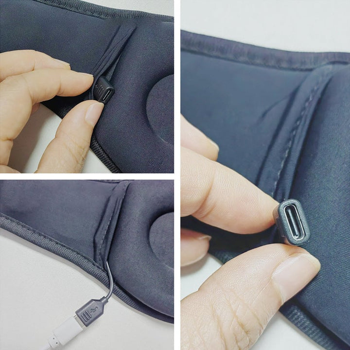 "Trådlös Bluetooth-sömnmask i mjuk velour för avkoppling, blockerar ljus, lyssna på musik. Perfekt för resor och meditation."