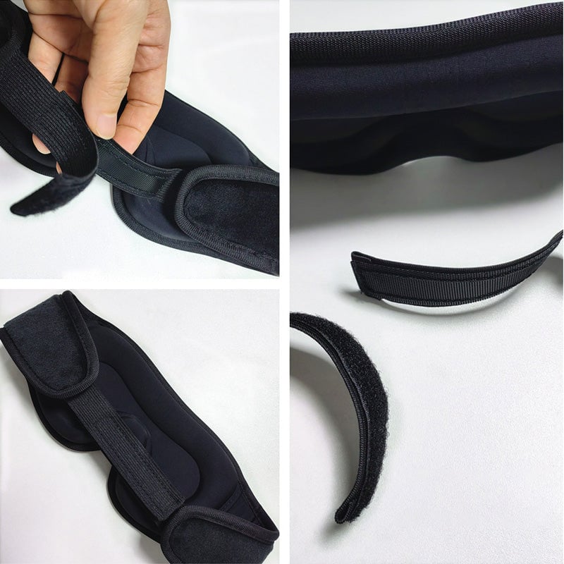 "Trådlös Bluetooth-sömnmask i mjuk velour för avkoppling, blockerar ljus, lyssna på musik. Perfekt för resor och meditation."