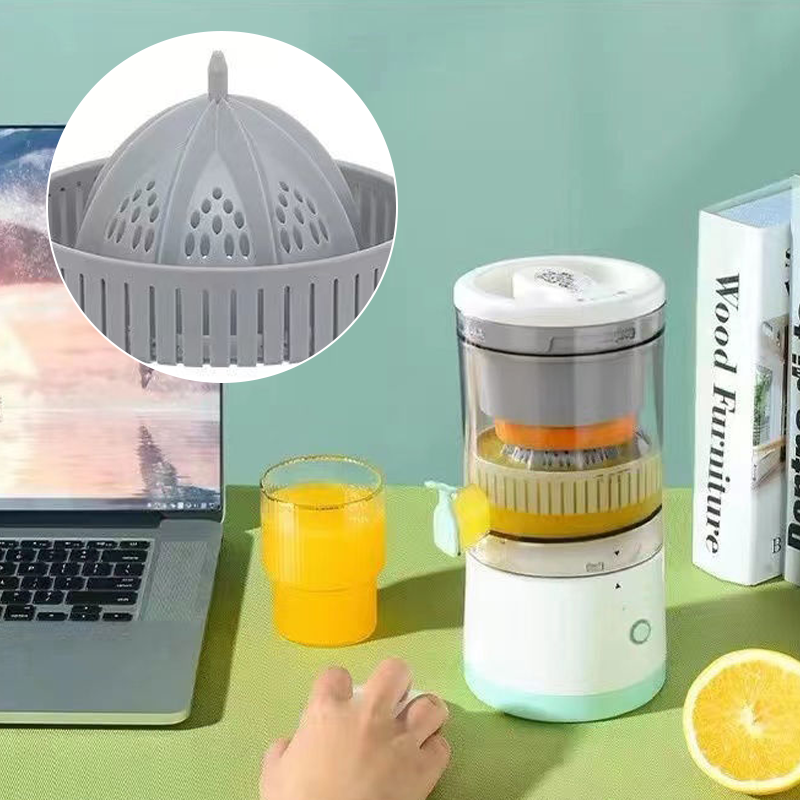 "Trådlös elektrisk juicepress med modern kompaktdesign för enkel och snabb juicning av frukter och grönsaker."