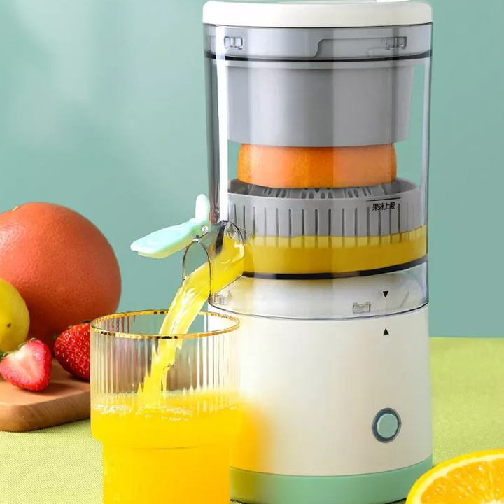 "Trådlös elektrisk juicepress med modern kompaktdesign för enkel och snabb juicning av frukter och grönsaker."