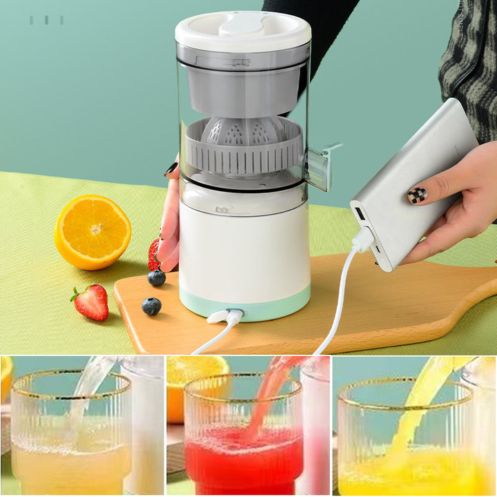 "Trådlös elektrisk juicepress med modern kompaktdesign för enkel och snabb juicning av frukter och grönsaker."