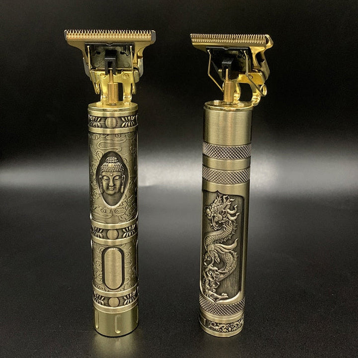 "Trådlös herrhårtrimmer med sylvasst T-blad, USB-laddning, två lägen och säker R-bladsdesign för precis grooming."