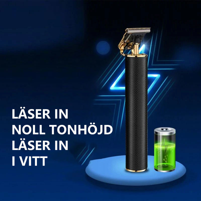 "Trådlös herrhårtrimmer med sylvasst T-blad, USB-laddning, två lägen och säker R-bladsdesign för precis grooming."