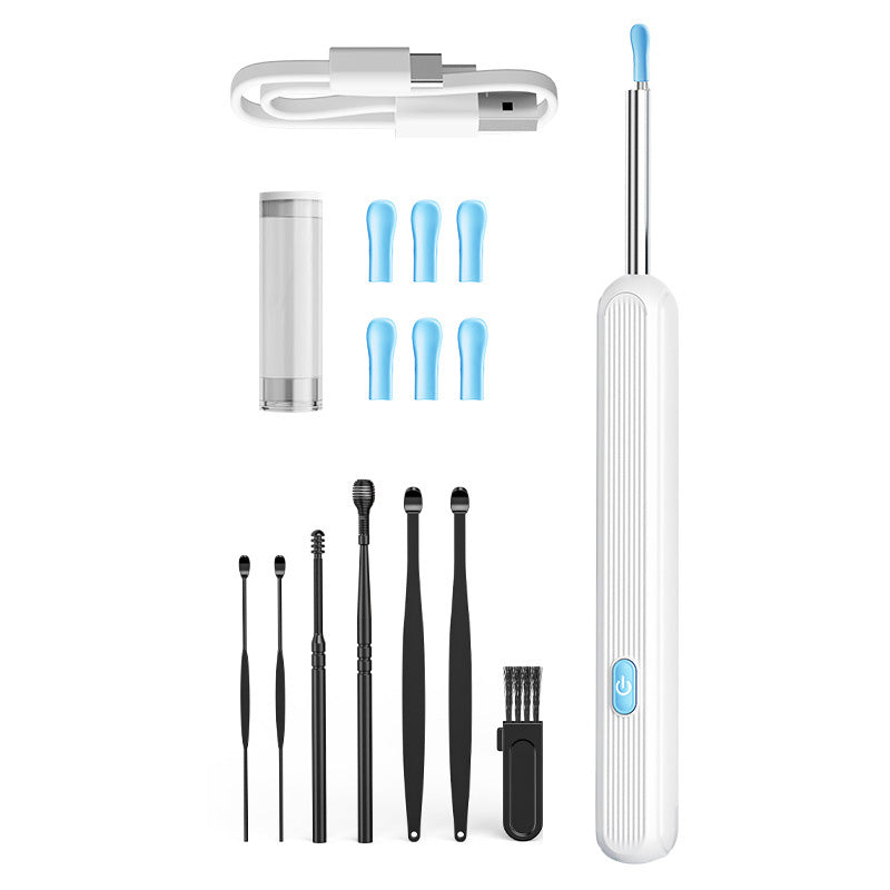 "Trådlös smart visuell öronrengörare, HD endoskop visar realtidsbilder, vit enhet, 360° gyroskop, säker alla åldrar"