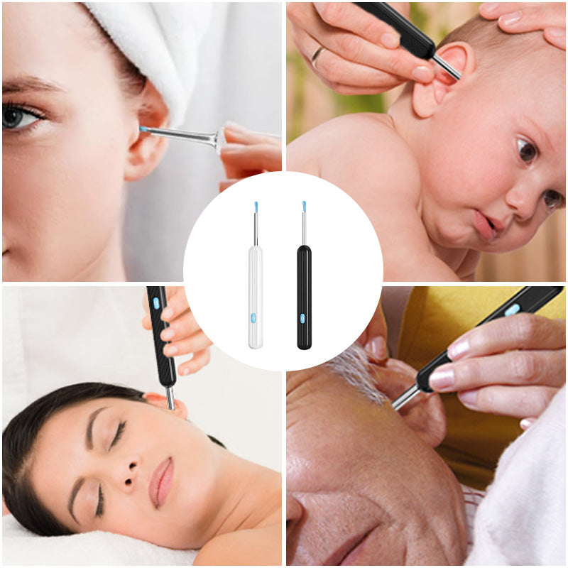 "Trådlös smart visuell öronrengörare, HD endoskop visar realtidsbilder, vit enhet, 360° gyroskop, säker alla åldrar"