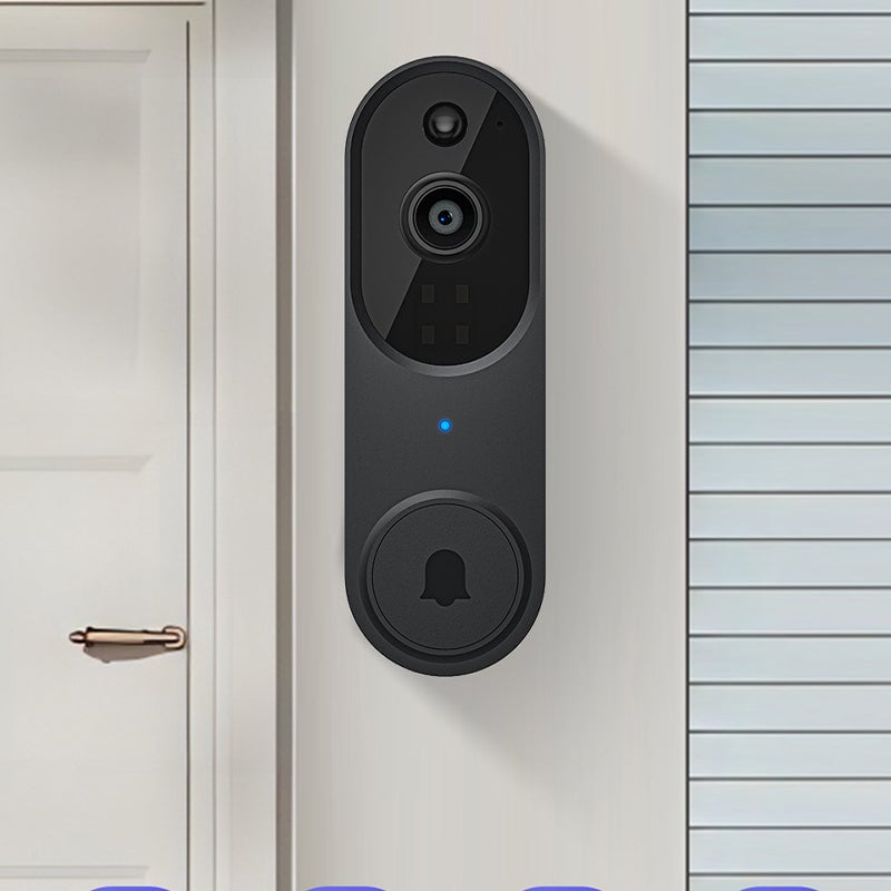 "Trådlös utomhuskamera med HD nattseende, AI detektion, visad med mörk väderbeständig design, perfekt för säkerhet utomhus."