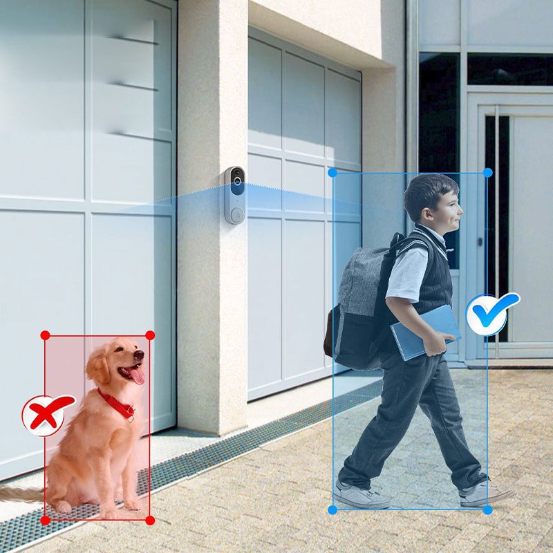 "Trådlös utomhuskamera med HD nattseende, AI detektion, visad med mörk väderbeständig design, perfekt för säkerhet utomhus."