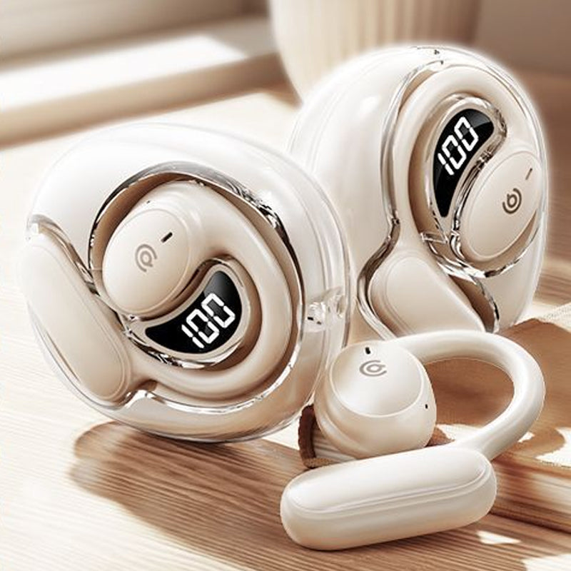 "Trådlösa benledning Bluetooth hörlurar, ergonomisk design, hudfärgad, idealisk för bekväm och medveten ljudupplevelse."