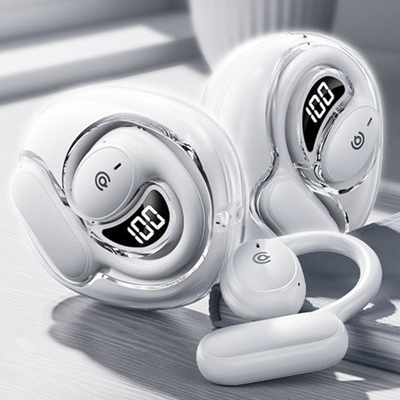 "Trådlösa benledning Bluetooth hörlurar, ergonomisk design, hudfärgad, idealisk för bekväm och medveten ljudupplevelse."