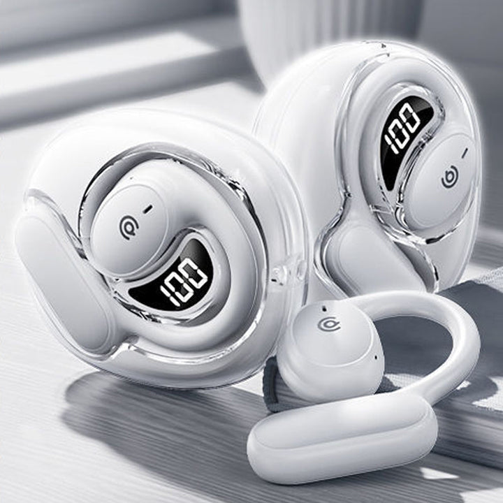 "Trådlösa benledning Bluetooth hörlurar, ergonomisk design, hudfärgad, idealisk för bekväm och medveten ljudupplevelse."