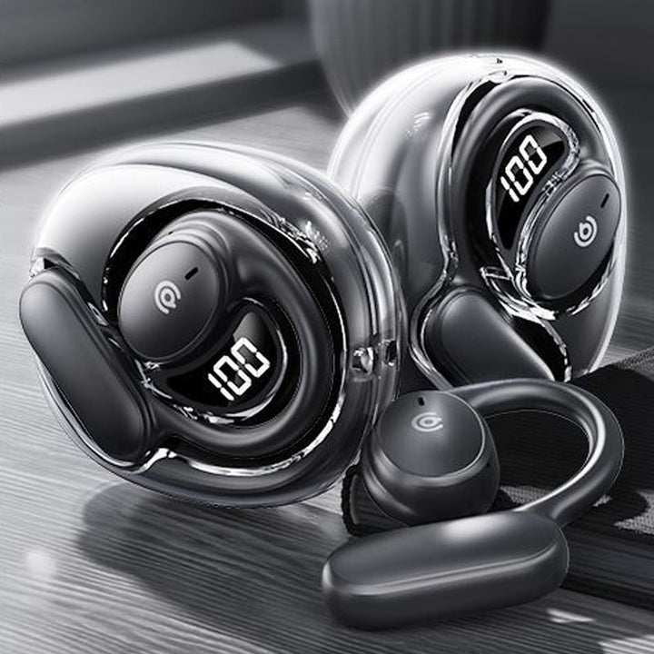 "Trådlösa benledning Bluetooth hörlurar, ergonomisk design, hudfärgad, idealisk för bekväm och medveten ljudupplevelse."