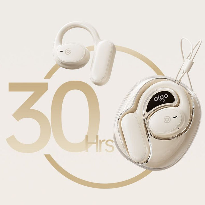 "Trådlösa benledning Bluetooth hörlurar, ergonomisk design, hudfärgad, idealisk för bekväm och medveten ljudupplevelse."