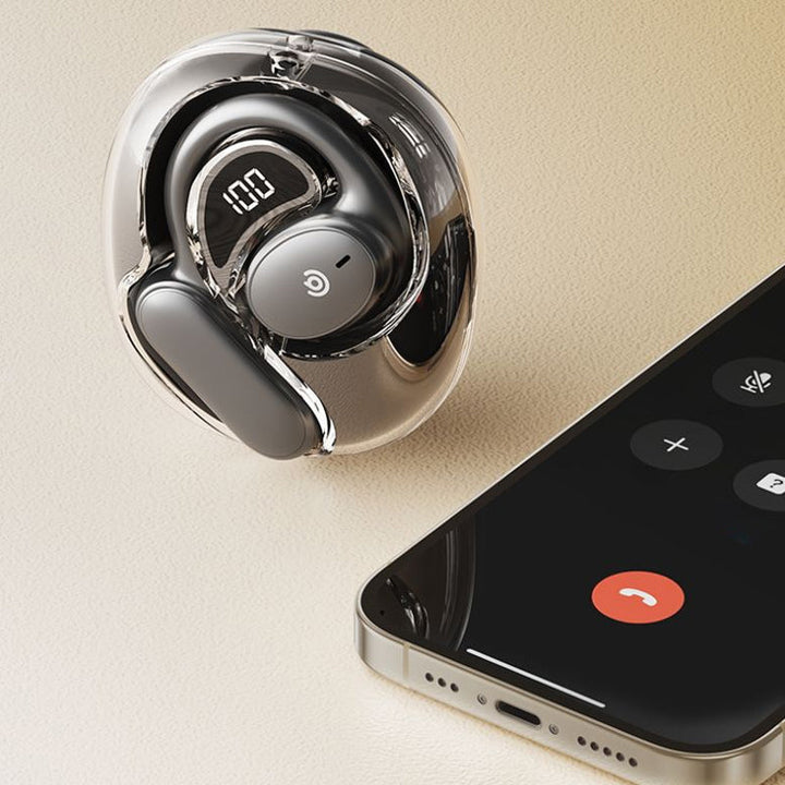 "Trådlösa benledning Bluetooth hörlurar, ergonomisk design, hudfärgad, idealisk för bekväm och medveten ljudupplevelse."