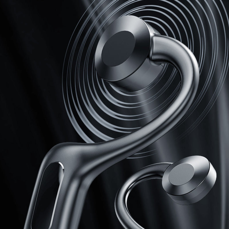 "Trådlösa benledningshörlurar med ergonomisk design, bekväm passform för alla aktiviteter, Bluetooth-anslutna."