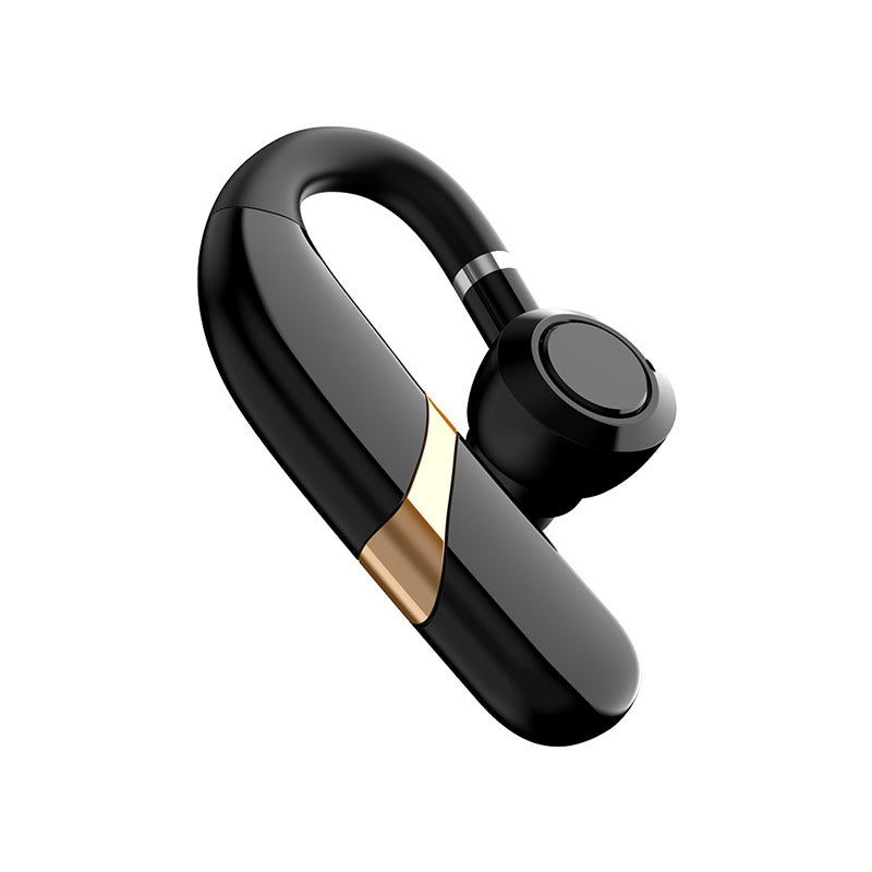 Trådlösa IPX7 Bluetooth hörlurar med öronkrok, ergonomisk design, svart, perfekt för träning och vardag.
