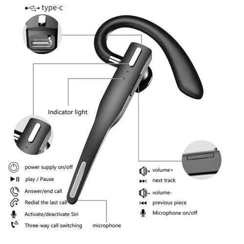 "Trådlöst Bluetooth 5.1 headset med svart ergonomisk design och bommikrofon, erbjuder avancerad brusreducering och hög komfor