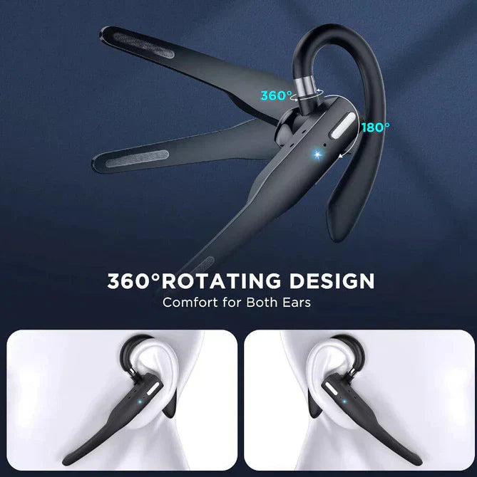 "Trådlöst Bluetooth 5.1 headset med svart ergonomisk design och bommikrofon, erbjuder avancerad brusreducering och hög komfor