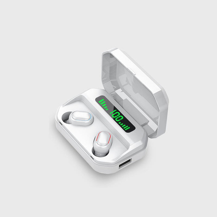 "Trådlöst Bluetooth-headset med fyrkantigt hål, vattentät design, ergonomisk passform och 3D-stereo, flera färgval."