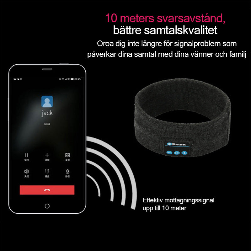 Trådlöst Bluetooth-huvudband i fleece, grått, för män och kvinnor, bekväm passform, idealiskt för träning och sömn.
