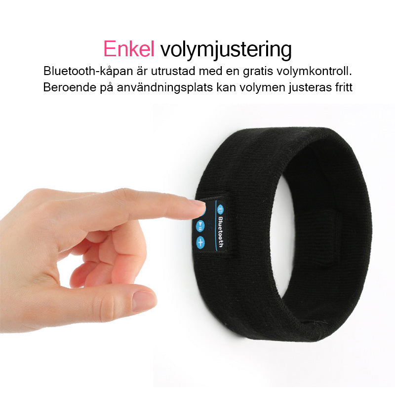 Trådlöst Bluetooth-huvudband i fleece, grått, för män och kvinnor, bekväm passform, idealiskt för träning och sömn.
