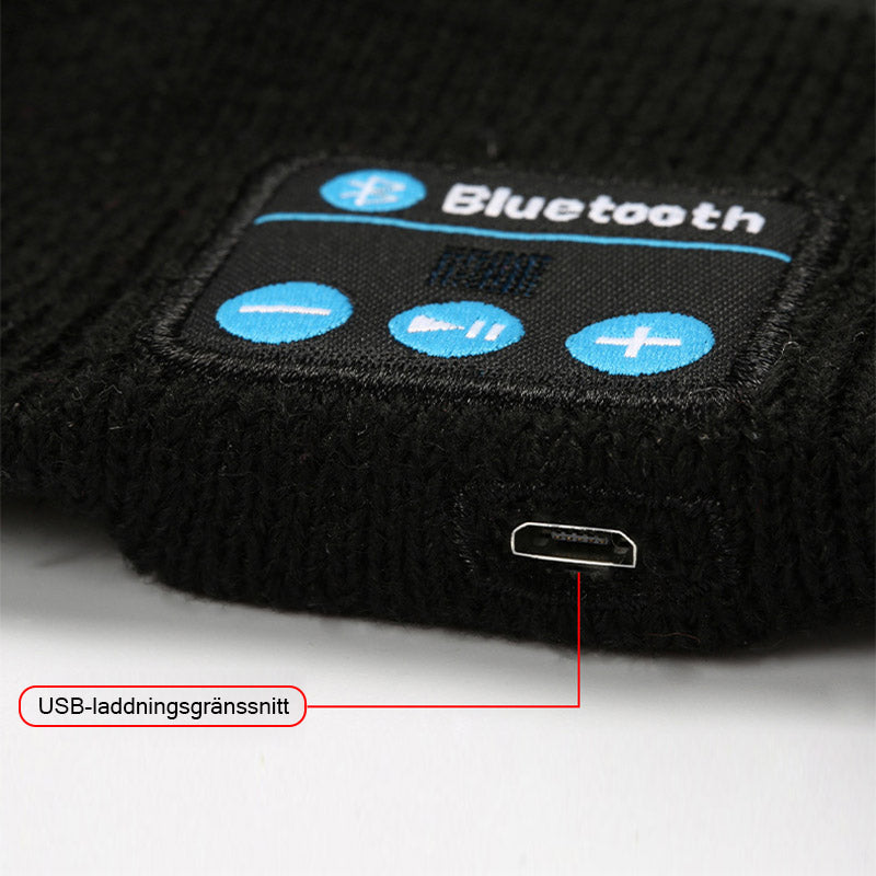 Trådlöst Bluetooth-huvudband i fleece, grått, för män och kvinnor, bekväm passform, idealiskt för träning och sömn.