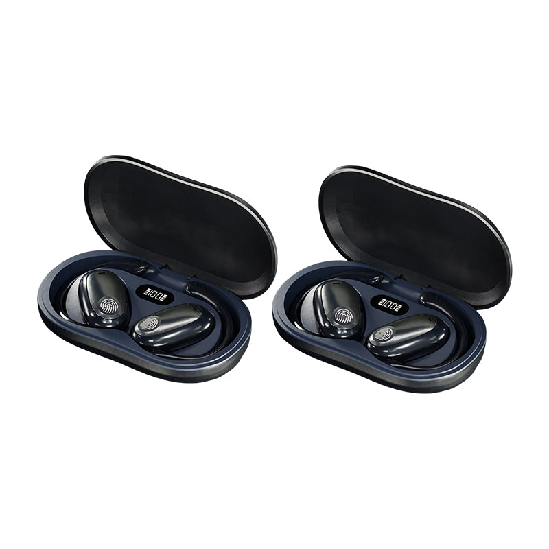 "Träningsvänliga Bluetooth 5.4 In-Ear Hörlurar med hängande design för säker passform, i svart, vit och beige färg."