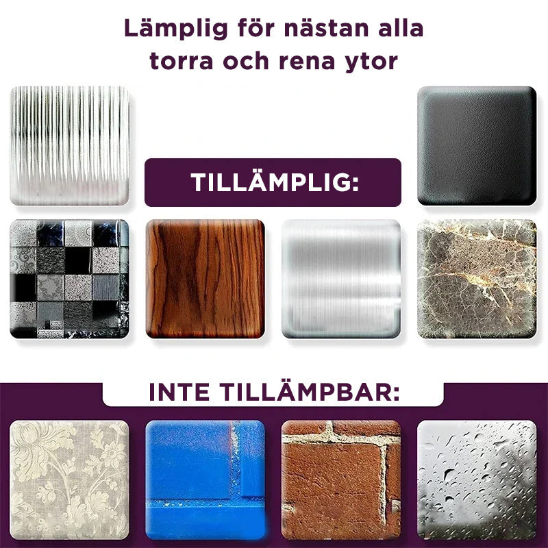 "Transparent återanvändbar dubbelhäftande tejp för släta ytor, idealisk för hem och hobbyprojekt inom DIY."