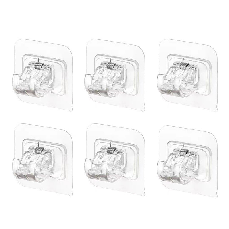 Transparent självhäftande klämma för gardinstång, flexibel och stark, klar plastdesign, enkel installation, inga verktyg.