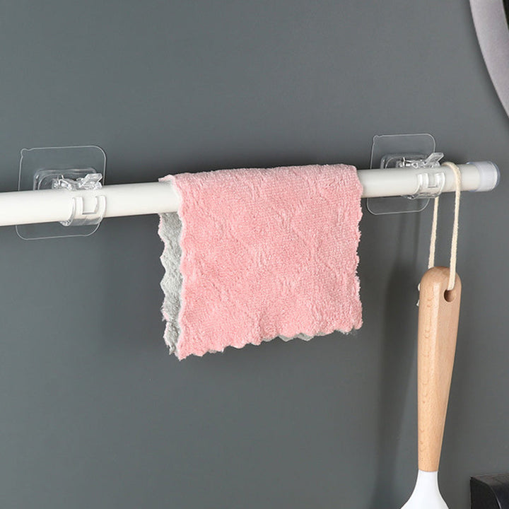 Transparent självhäftande klämma för gardinstång, flexibel och stark, klar plastdesign, enkel installation, inga verktyg.