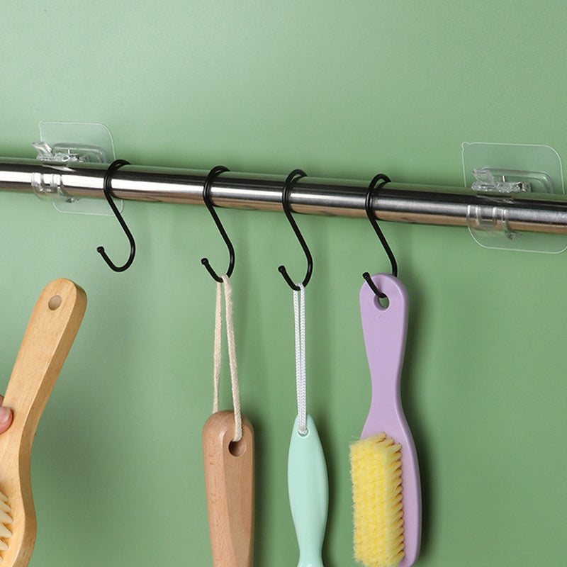 Transparent självhäftande klämma för gardinstång, flexibel och stark, klar plastdesign, enkel installation, inga verktyg.