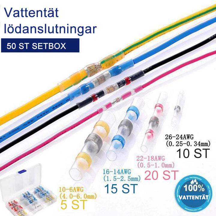 "Transparent vattentät lödkabelkontakt med dubbelväggig design, perfekt för snabb och enkel ledningsanslutning utomhus."