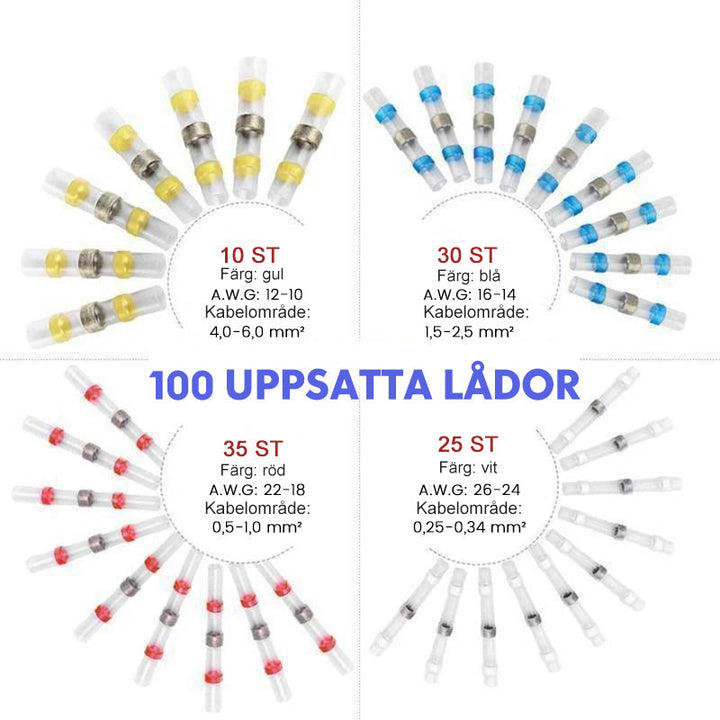 "Transparent vattentät lödkabelkontakt med dubbelväggig design, perfekt för snabb och enkel ledningsanslutning utomhus."