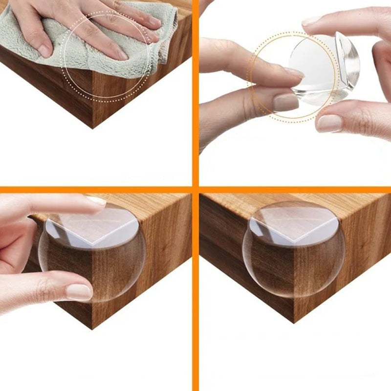 "Transparenta barnsäkerhetsskydd av silikon för bordshörn, mjuka och robusta, perfekta för skarpa kanter i hemmet."