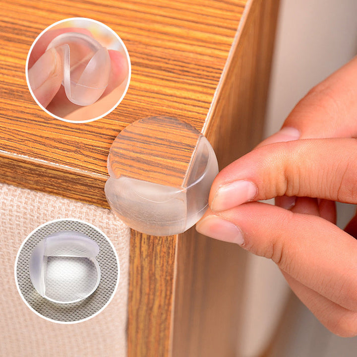 "Transparenta barnsäkerhetsskydd av silikon för bordshörn, mjuka och robusta, perfekta för skarpa kanter i hemmet."