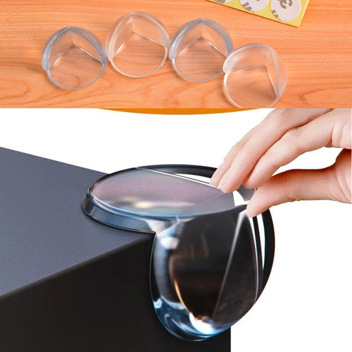 "Transparenta barnsäkerhetsskydd av silikon för bordshörn, mjuka och robusta, perfekta för skarpa kanter i hemmet."