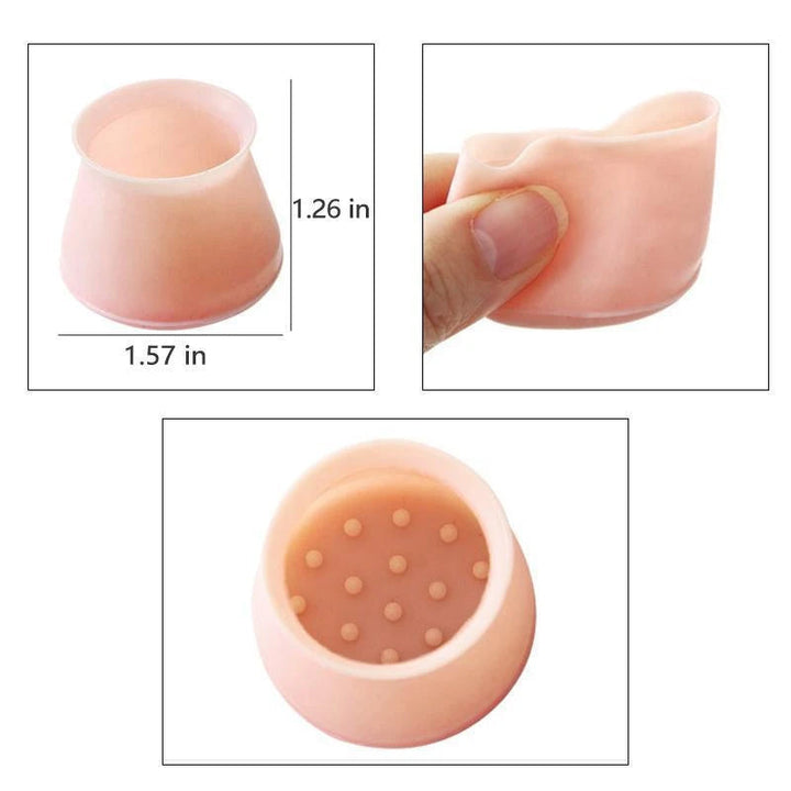 Transparenta silikon möbeltassar i 4-pack, skyddar golv mot repor, osynligt smälter in i heminredning.