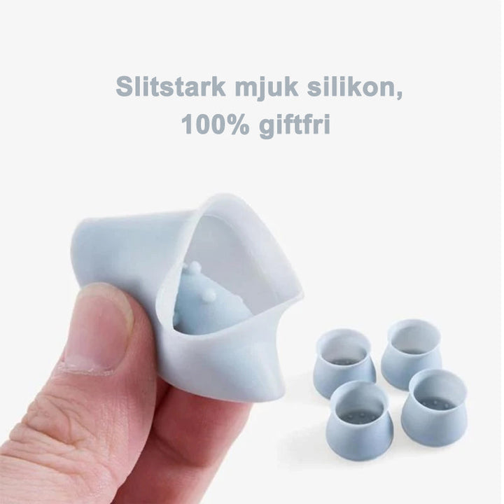 Transparenta silikon möbeltassar i 4-pack, skyddar golv mot repor, osynligt smälter in i heminredning.