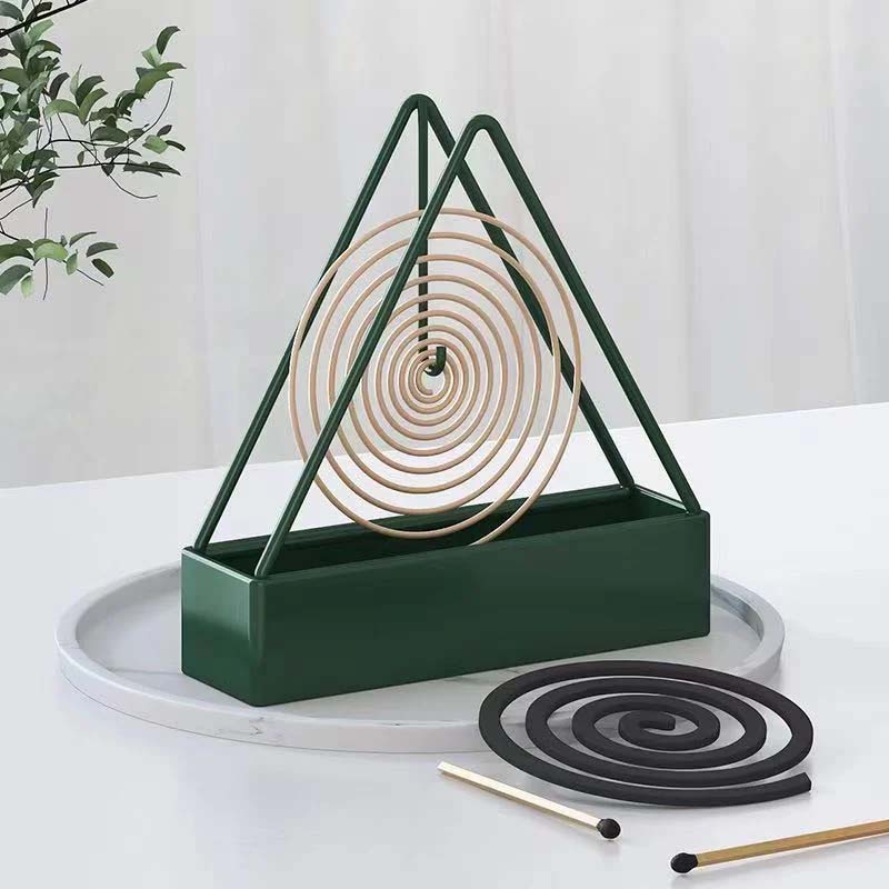 "Triangulärt myggspiralställ i svart järn, elegant och stabil design för inomhus och utomhus bruk, 15.5×15×4.5 cm."