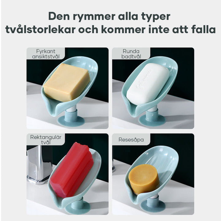 "Tvålkopp med dränering, mintgrön och grå, modern V-form design, dräneringsfunktion, hållbart ABS-material."