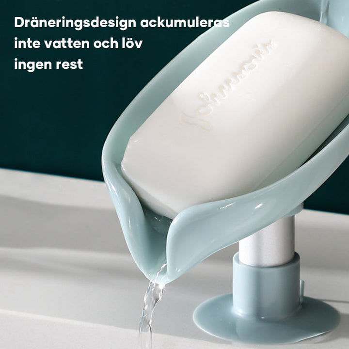 "Tvålkopp med dränering, mintgrön och grå, modern V-form design, dräneringsfunktion, hållbart ABS-material."