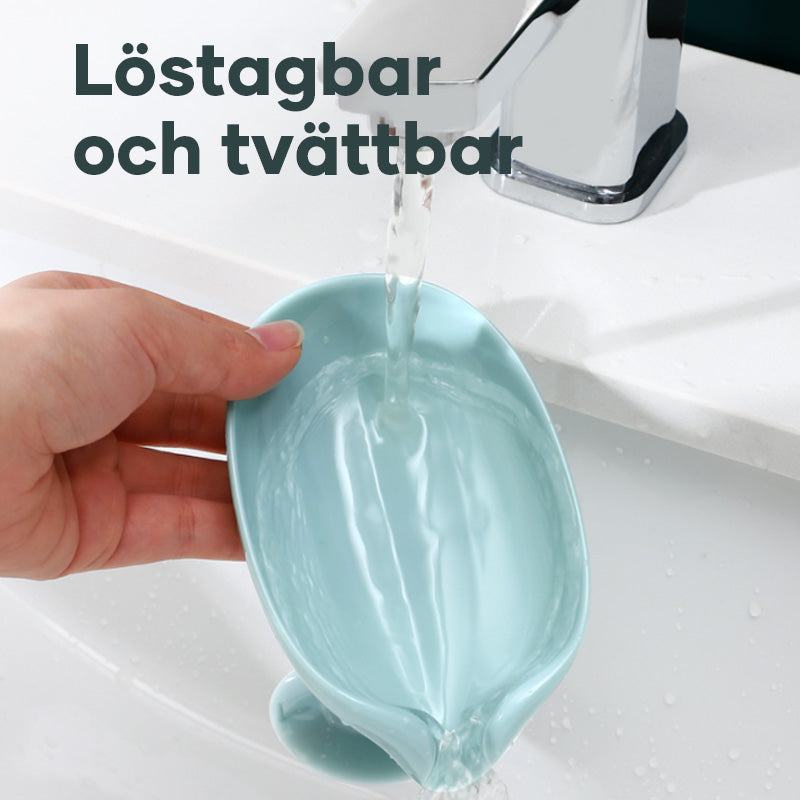 "Tvålkopp med dränering, mintgrön och grå, modern V-form design, dräneringsfunktion, hållbart ABS-material."