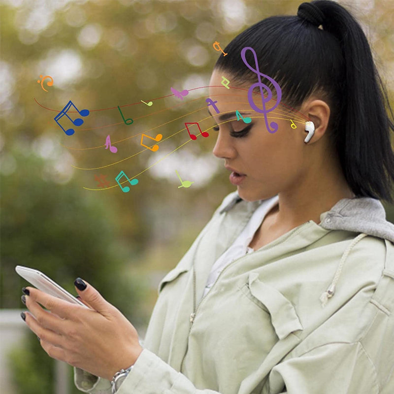 "TWS trådlösa Bluetooth-hörlurar IPX5 i vit och svart, modern design, elegant och vattentät för alla aktiviteter."