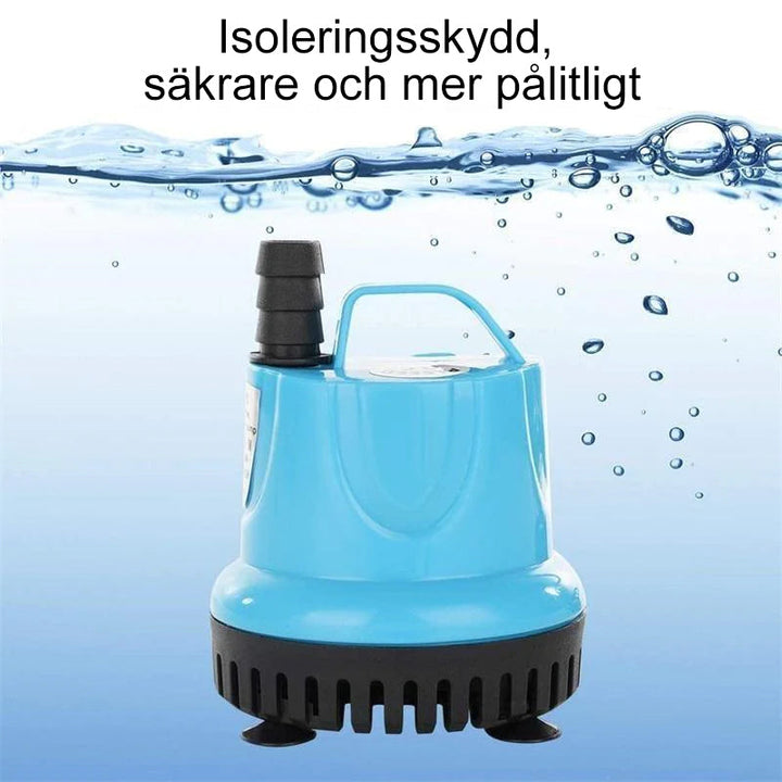 "Tyst dränkbar vattenpump för akvarium, kompakt design, idealisk för vattenlandskap, akvarium och fontäner."