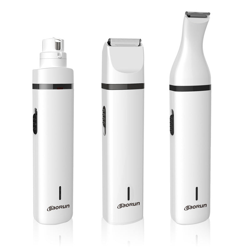 "Tyst trådlös tass-trimmer för hundar, ergonomisk design, ljudlös klippning, säker och bekväm för känsliga tassar."
