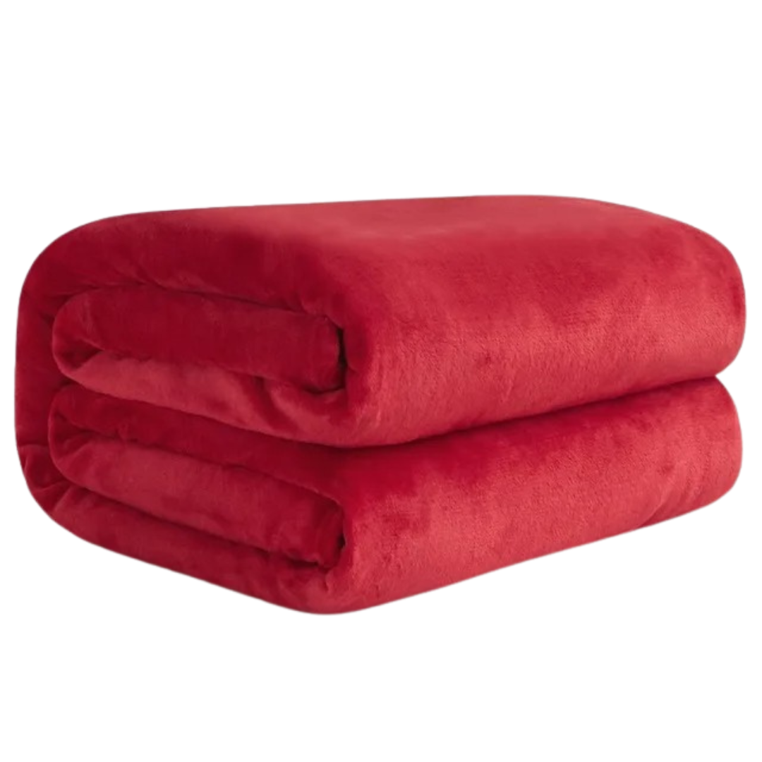 "Ultramjuk korall fleece flanellfilt, enfärgad, idealisk för hemmet. Perfekt som mysfilt, överkast eller sofföverdrag."