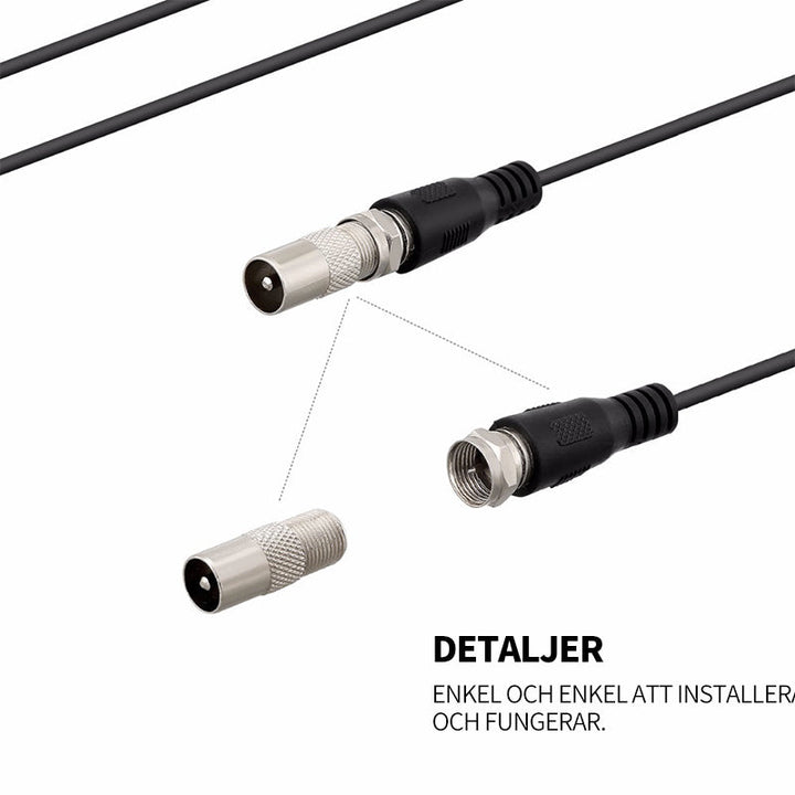 "Ultratunn digital HDTV-antenn för 4K-TV, lång räckvidd, svart och diskret design, enkel installation för fria TV-kanaler."