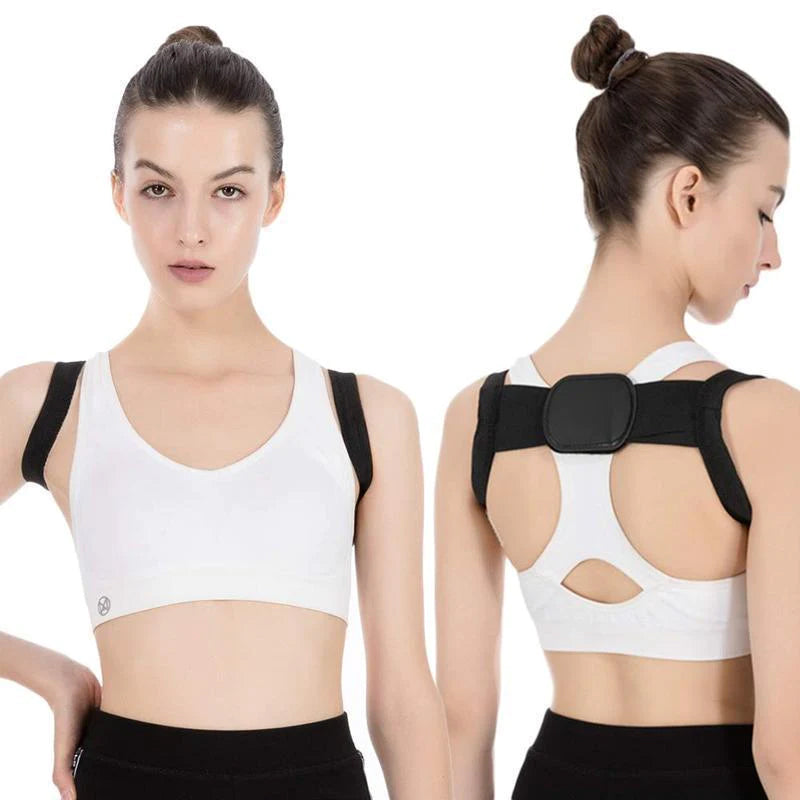 "Ultratunn korrigeringsenhet framifrån, vit färg, unisex hälsoprodukt för bättre hållning under kläder, minimalistisk design"