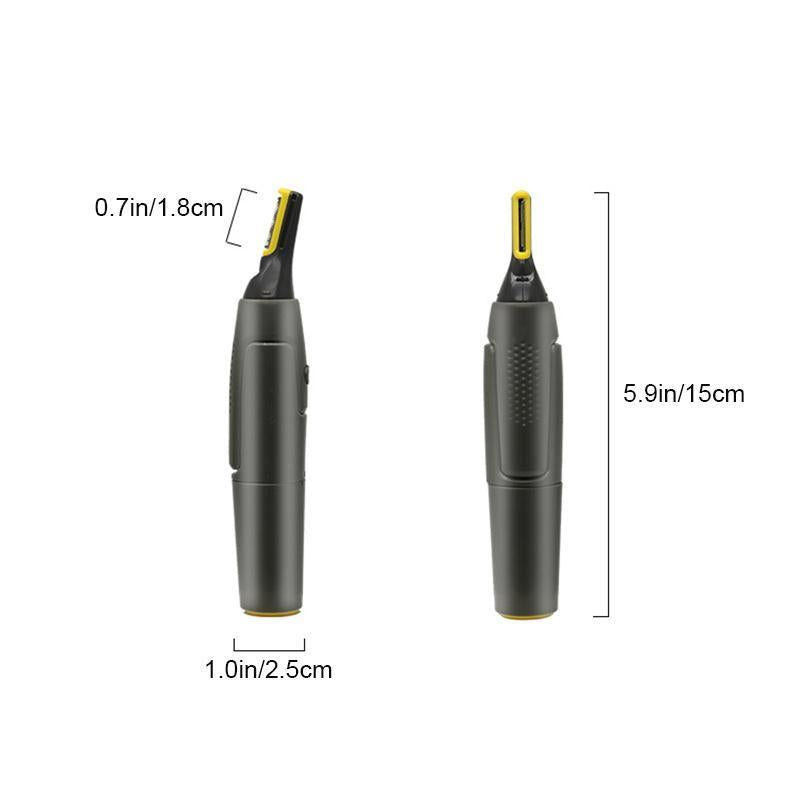 "Ultratunn precisionstrimmer med rostfria stålblad och grått grepp, optimerad för personlig hälsovård, sladdlös och portabel.