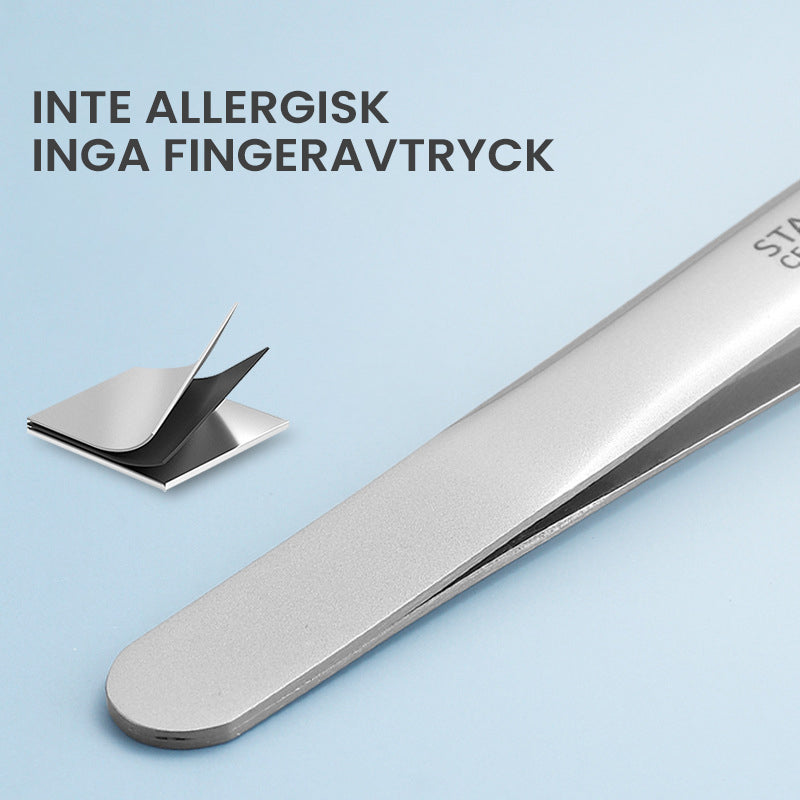 "Ultratunn tysk pincett i rostfritt stål för ansiktsvård, spetsig design, bekväm att använda, hög precision och kvalitet."